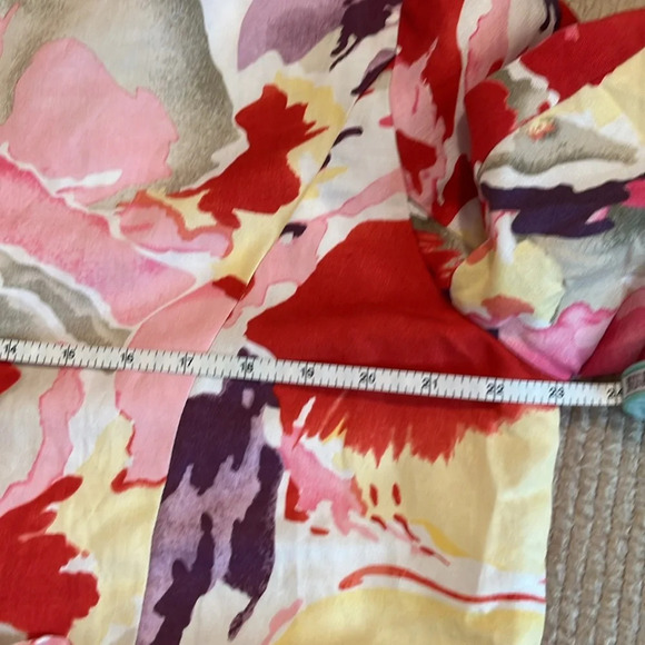 ☀️Maggie Barnes women blazer 0X 14 16 floral linen blend hip  length 3/4 sleeves - Picture 7 of 7